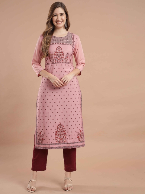 

KALINI Women Pink Floral Crepe Kurta