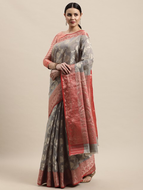 

SANGAM PRINTS Grey Ethnic Design Saree
