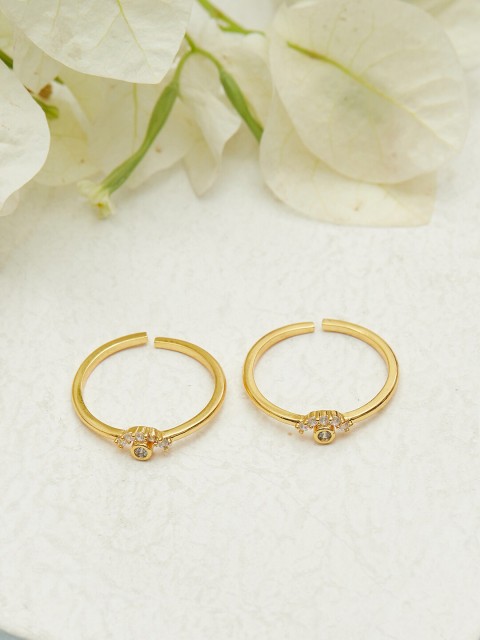 

Voylla White Gold-Plated Stone-Studded Toe Rings