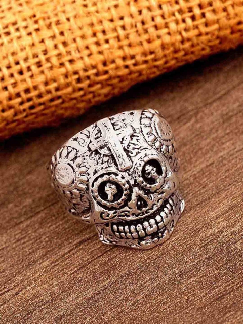 

Dare by Voylla Men Silver-Plated Devil-Collection Finger Ring