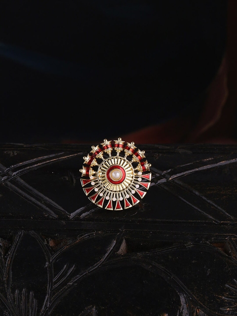 

Voylla Gold-Plated Temple Bell Spikes Adjustable Finger Rings