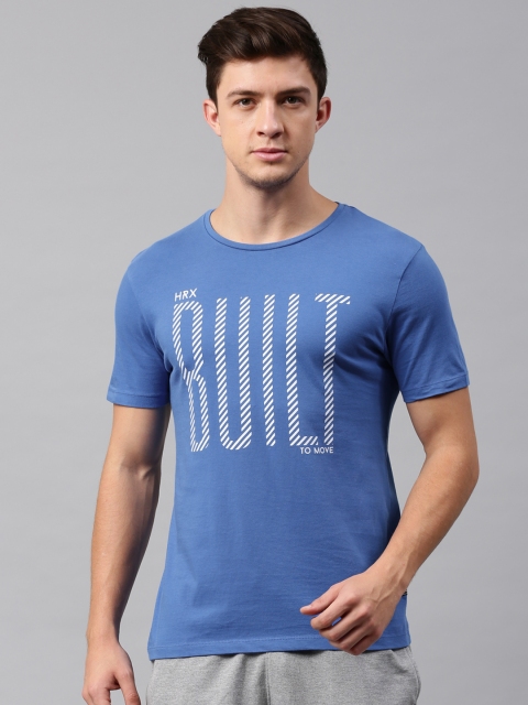 HRX by Hrithik Roshan Men Blue Printed Round Neck T-shirt available at myntra for Rs.209