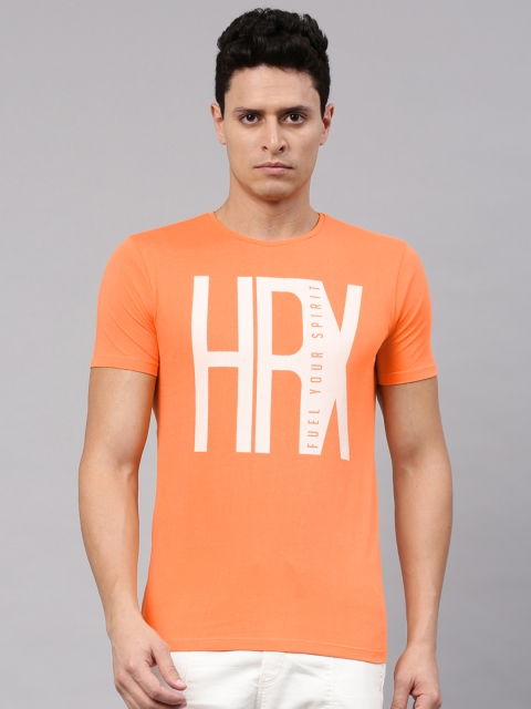 HRX by Hrithik Roshan Men Orange Printed Round Neck T-shirt available at myntra for Rs.209