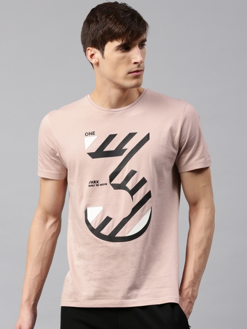 

HRX by Hrithik Roshan Men Peach Printed Round Neck T-shirt