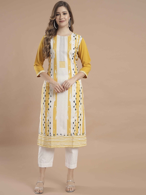 

KALINI Women Yellow Printed Crepe Kurta