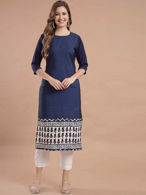 

KALINI Women Navy Blue Crepe Kurta
