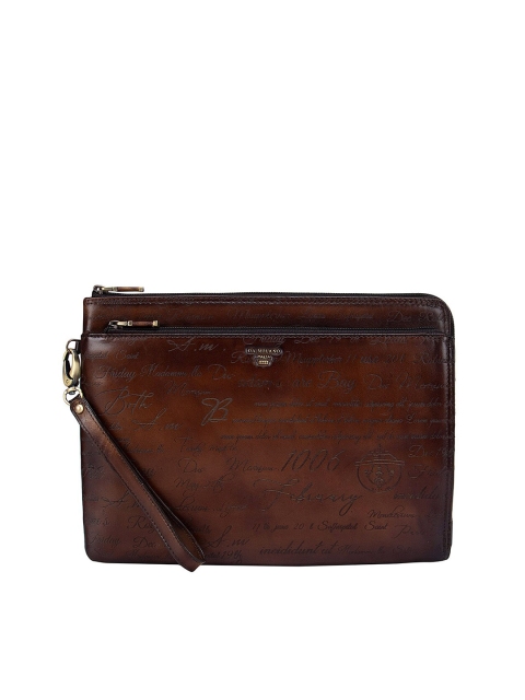 

Da Milano Men Brown & Gold-Toned Textured Leather Laptop Sleeve