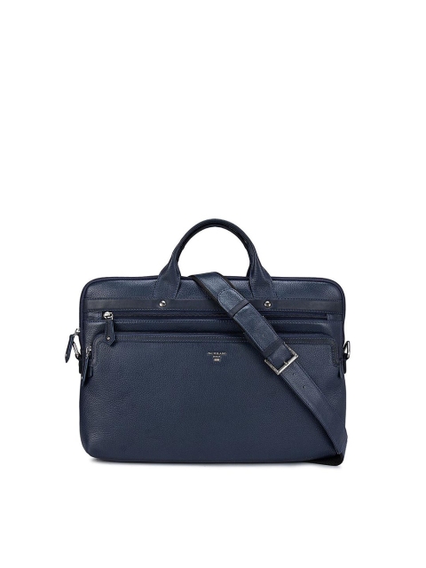 

Da Milano Men Blue & Silver-Toned Textured Leather Laptop Sleeve