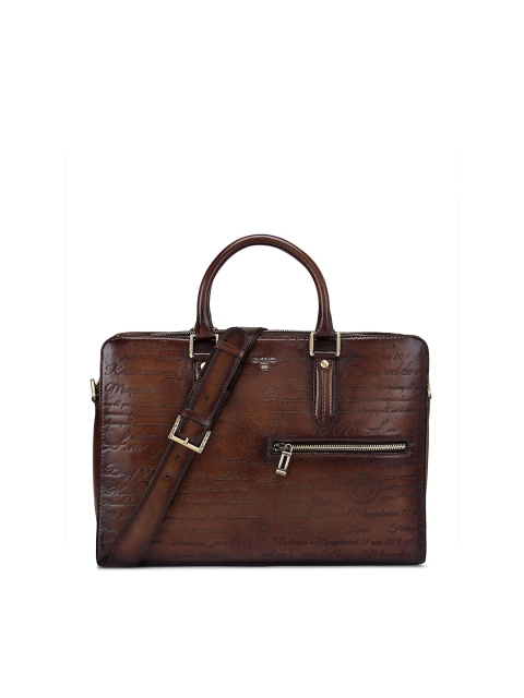 

Da Milano Men Brown Textured Leather Laptop Bag