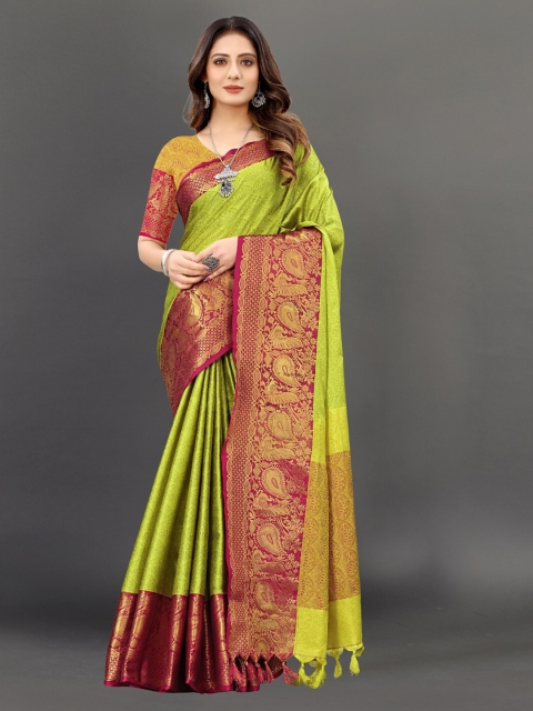 

VSaree Purple & Green Woven Design Zari Silk Blend Banarasi Saree