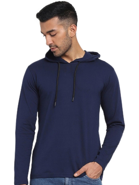 

Bewakoof Men Blue Pure Cotton Hooded T-shirt