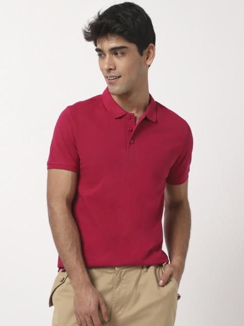 

Bewakoof Men Pink Polo Collar Pure Cotton T-shirt