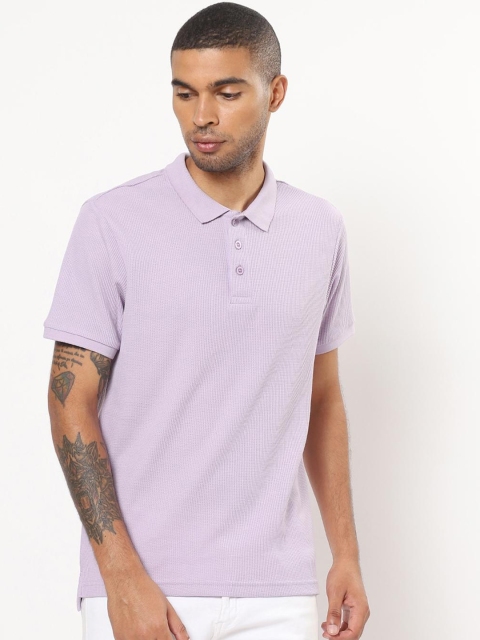 

Bewakoof Men Purple Polo Collar Pure Cotton T-shirt