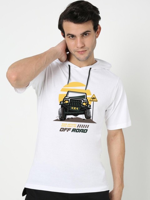 

Bewakoof Men White Printed Pure Cotton Loose T-shirt