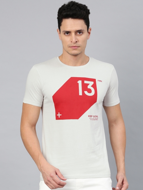 HRX by Hrithik Roshan Men Grey Printed Round Neck T-shirt available at myntra for Rs.209