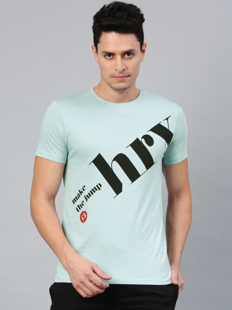 HRX by Hrithik Roshan Men Blue Printed Round Neck T-shirt available at myntra for Rs.209