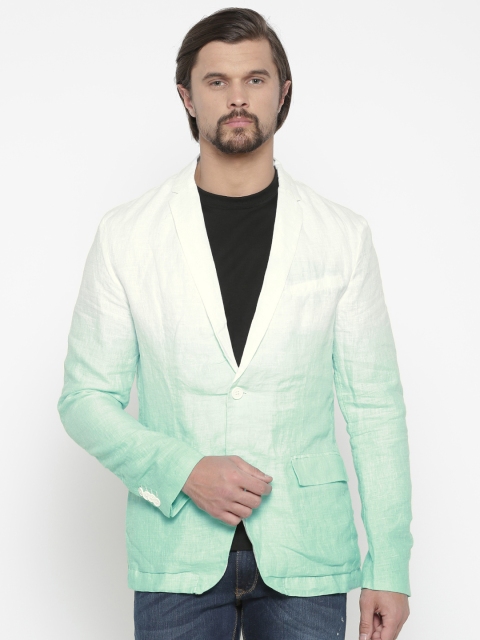 

Jack & Jones Blue & White Ombre-Dyed Single-Breasted Casual Blazer