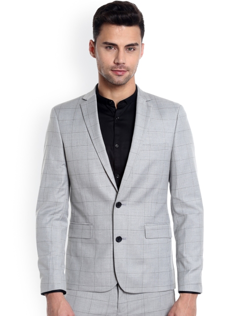 

Jack & Jones Grey Checked Single-Breasted Formal Blazer