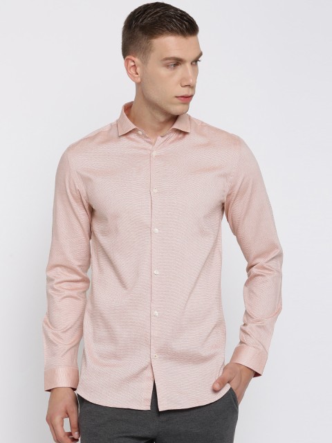 

Jack & Jones Men Pink Self Design Slim Fit Formal Shirt