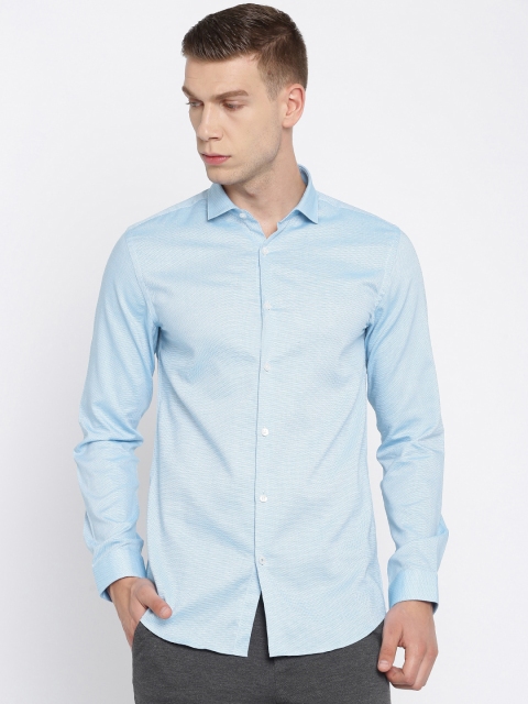 

Jack & Jones Men Blue Self Design Slim Fit Casual Shirt