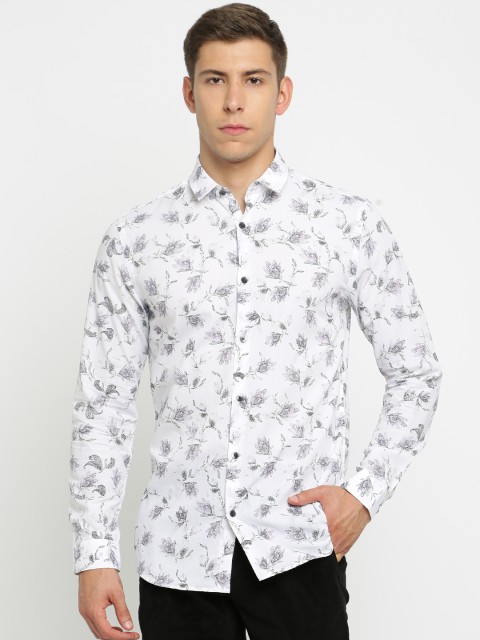 

Jack & Jones Men White Slim Fit Printed Casual Shirt