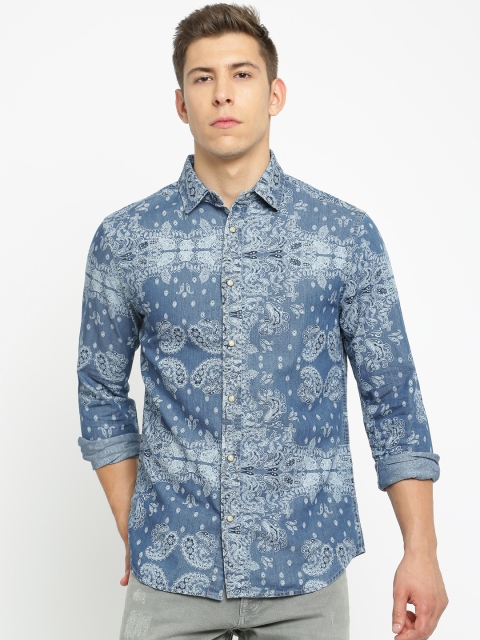

Jack & Jones Men Blue Slim Fit Printed Casual Shirt