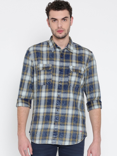 

Jack & Jones Men Blue Slim Fit Checked Casual Shirt
