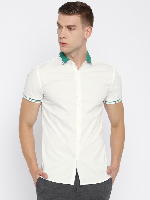 

Jack & Jones Men White Solid Slim Fit Casual Shirt