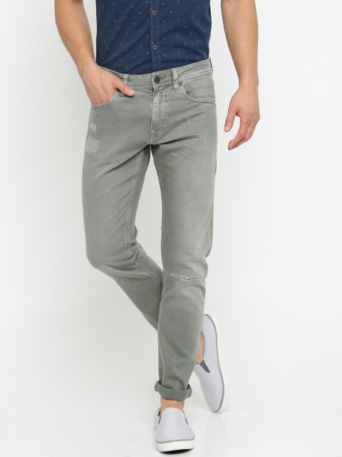 

Jack & Jones Men Grey Slim Fit Low-Rise Mildly Distressed Stretchable Jeans