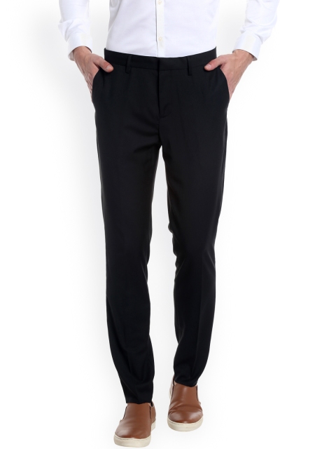 

Jack & Jones Men Black Solid Formal Trousers