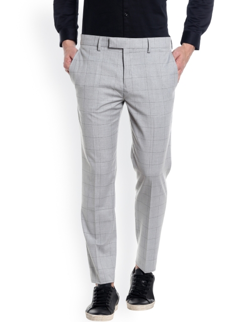 

Jack & Jones Men Grey Solid Formal Trousers