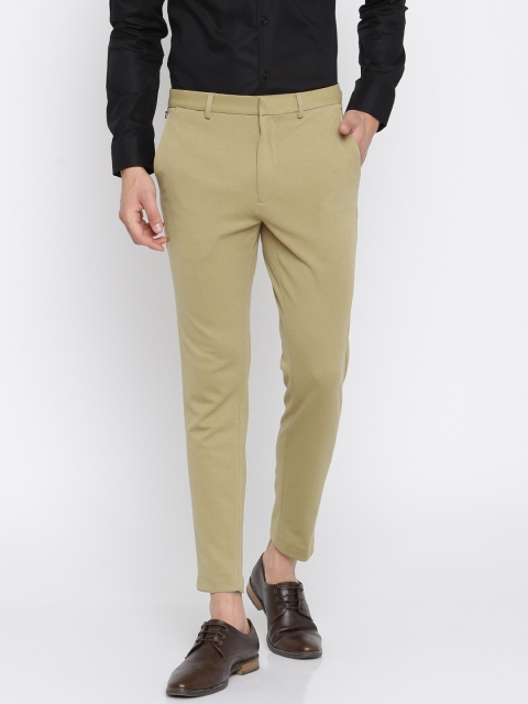 

Jack & Jones Men Khaki Solid Regular Fit Formal Trousers