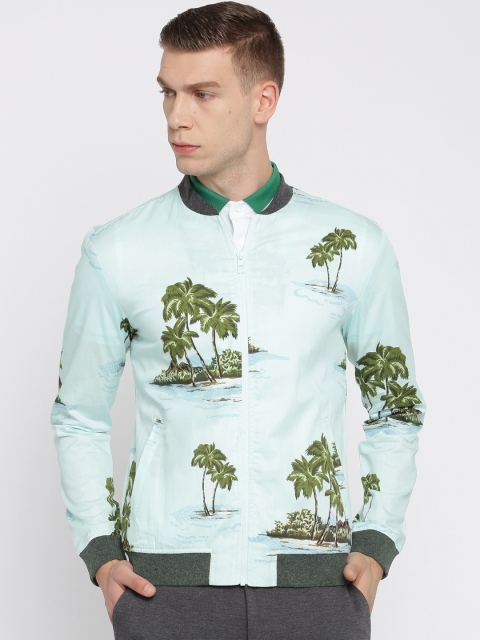 

Jack & Jones Men Blue Printed Jacket