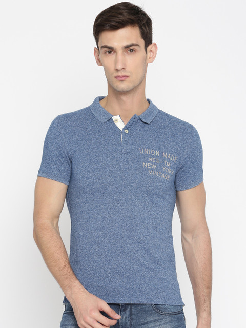 

Jack & Jones Men Blue Solid Polo Collar T-shirt
