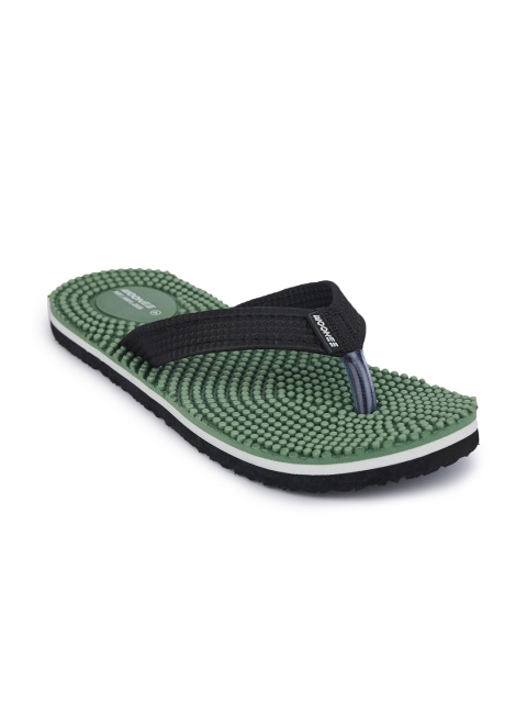 

ABROS Women Olive Green & Black Self Design Thong Flip-Flops