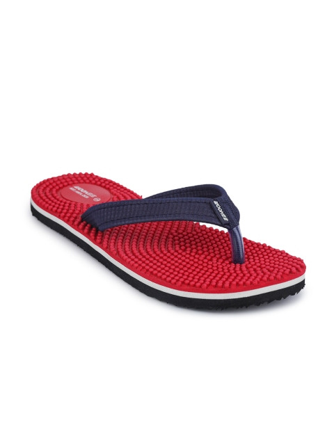 

ABROS Women Navy Blue & Red Self Design Thong Flip-Flops