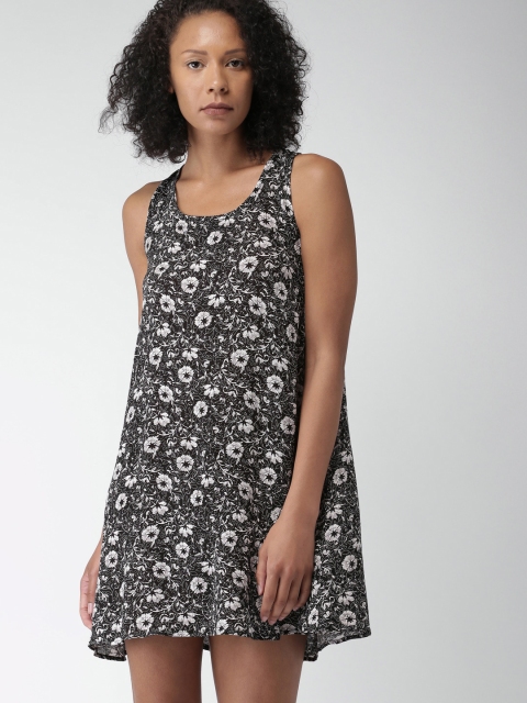 

FOREVER 21 Black & Grey Printed A-Line Dress
