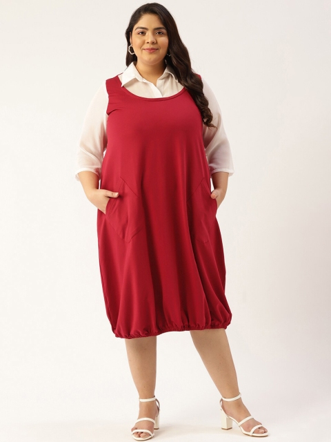 

theRebelinme Plus Size Women Maroon Balloon Dress