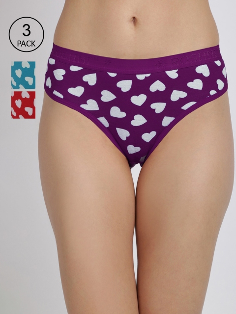 

UrGear Women Pack Of 3 Conversational Printed Basic Cotton Briefs, Red