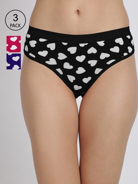 

UrGear Women Pack Of 3 Multicoloured Printed Pure Cotton Basic Briefs, Multi