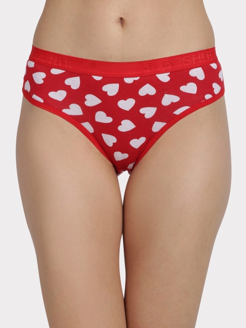 

UrGear Women Red & White Printed Pure Cotton Basic Briefs