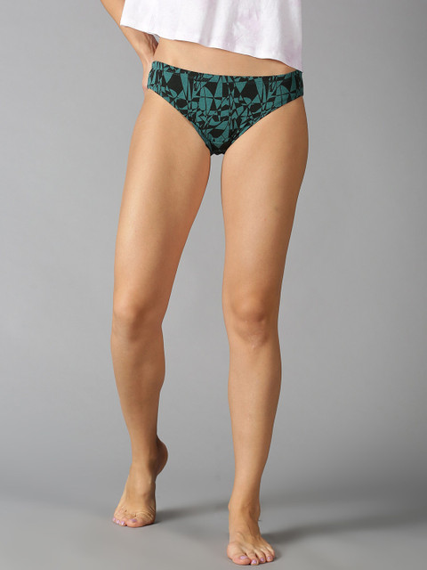 

UrGear Women Green Printed Pure Cotton Basic Briefs