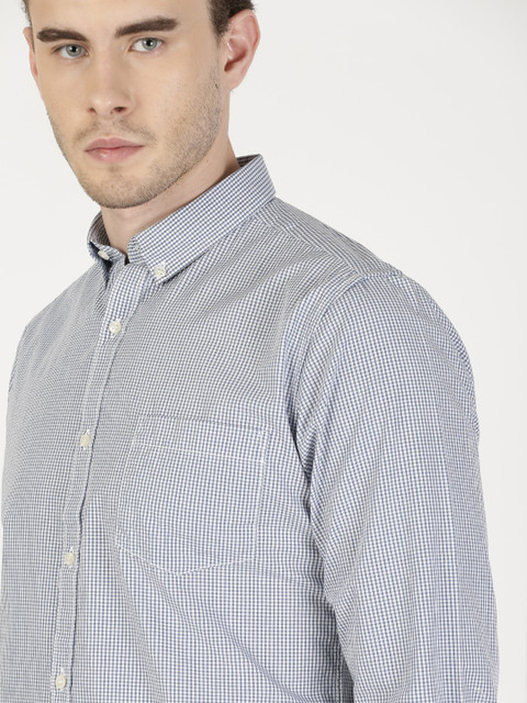 

ether Men Blue & White Slim Fit Checked Slim Fit Casual Shirt