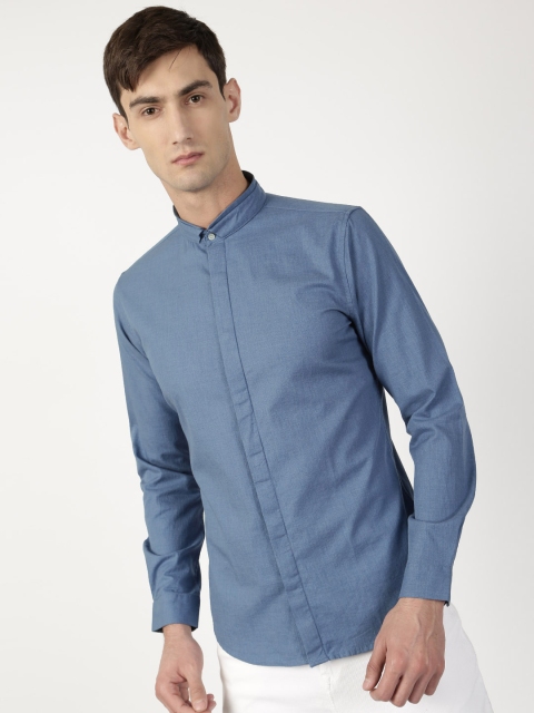 

ether Men Blue Slim Fit Solid Casual Shirt
