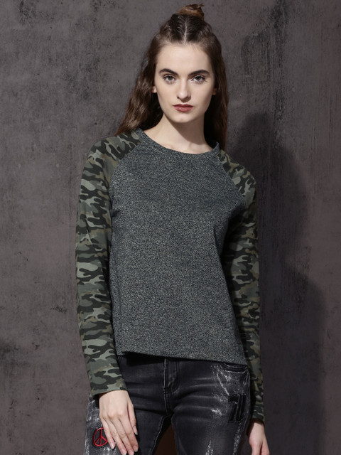 

Roadster Women Navy Blue Printed Sweatshirt
