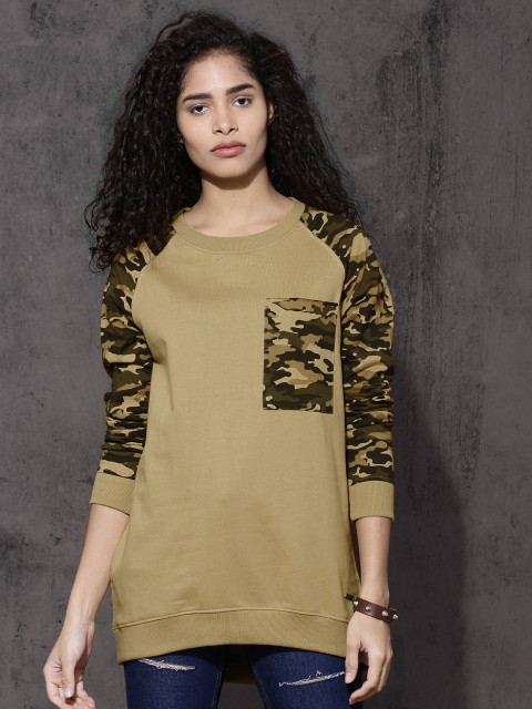 

Roadster Women Khaki Camouflage Print Sweatshirt