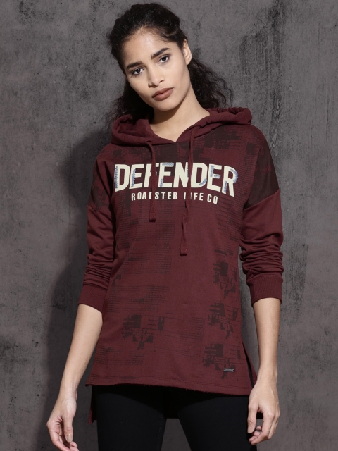 

Roadster Women Maroon Printed Sweatshirt