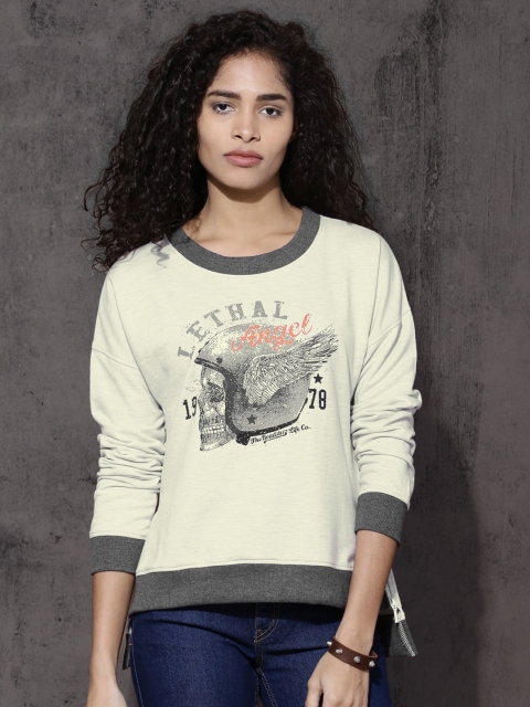 

Roadster Women Grey Printed Sweatshirt