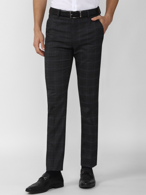 

Peter England Men Black Checked Slim Fit Formal Trousers
