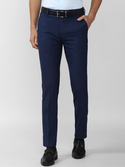 

Peter England Men Navy Blue Solid Slim Fit Trousers